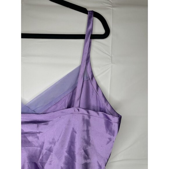 GEORGE Cami Tank Top Shiny Smooth Satin Purple Lace Baby Doll XL(16/18) - Picture 6 of 8